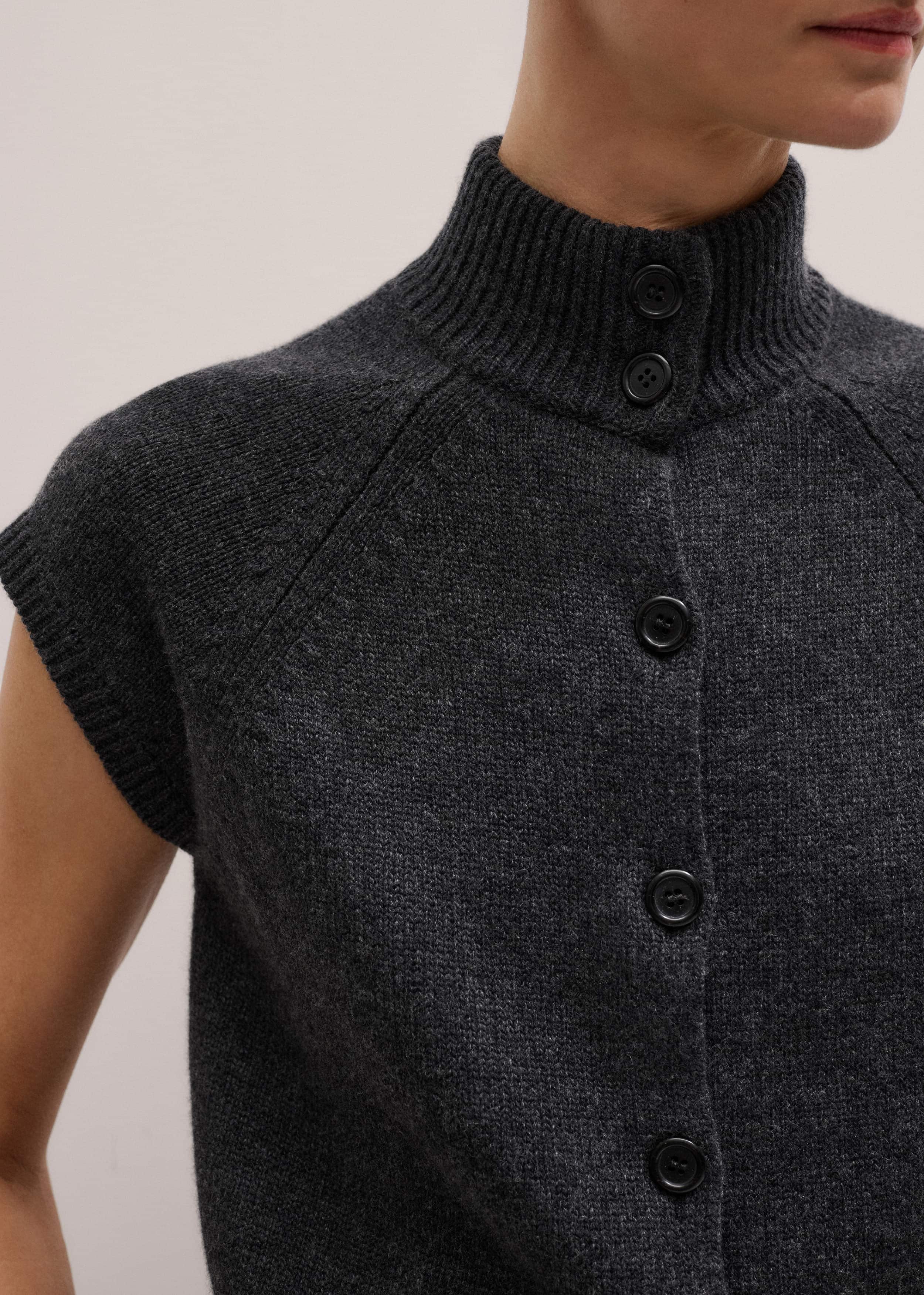 Grey High Neck Relaxed Vest