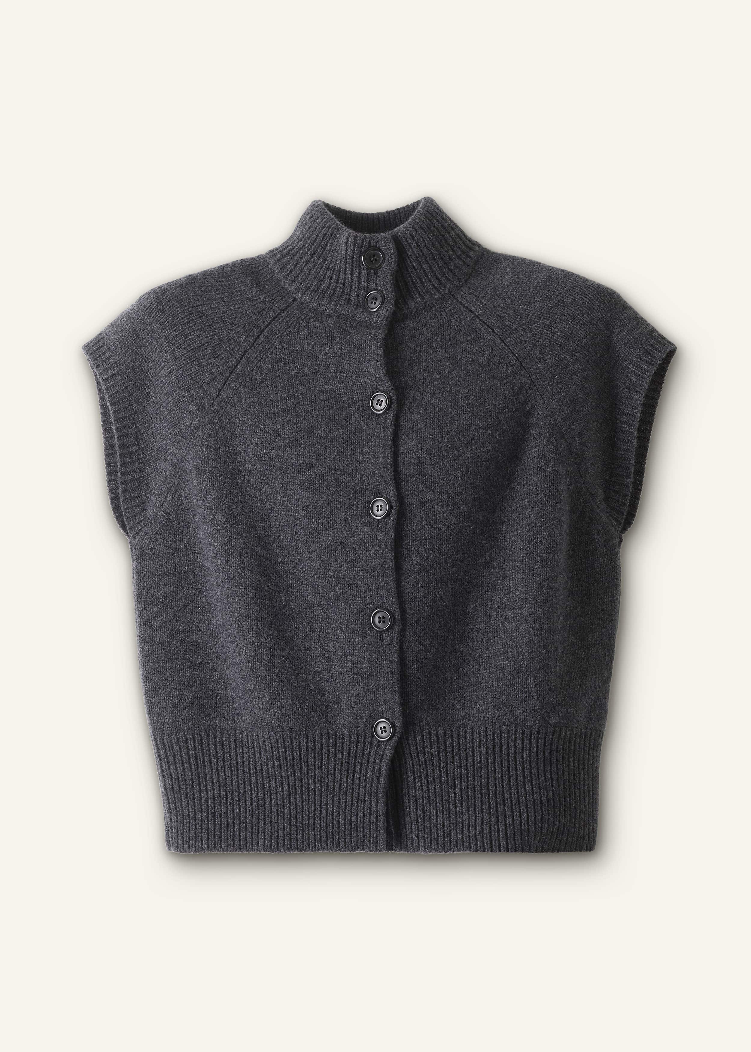 Grey High Neck Relaxed Vest