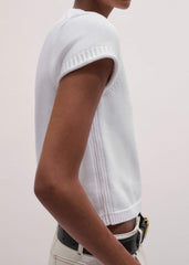 White Shrunken Straight Knit Baby Tee