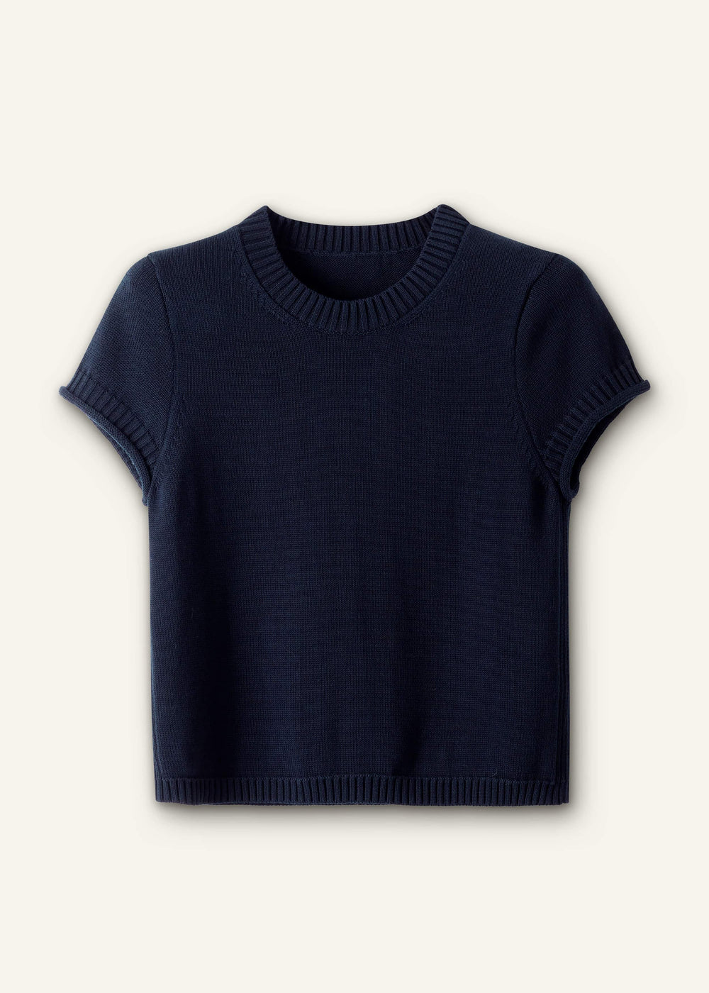 Navy Shrunken Straight Knit Baby Tee