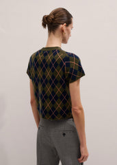 Olive Green Cashmere Argyle Knit Baby Tee