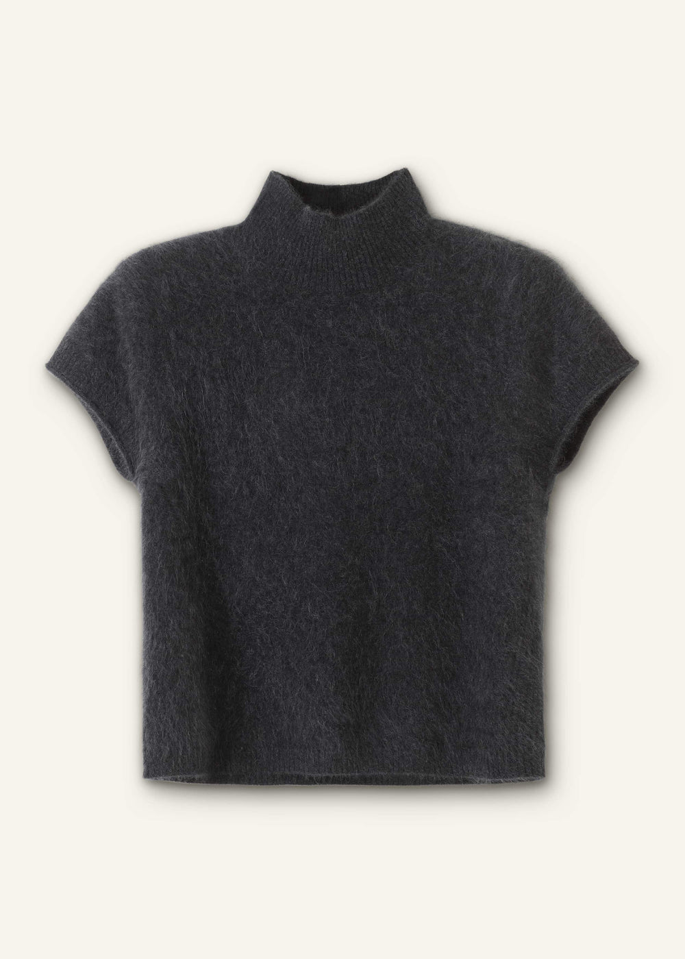 Gray Brushed Cashmere High Neck Baby Tee