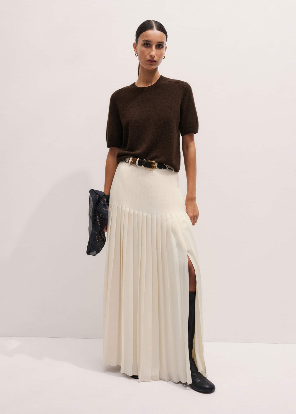 Brown Felted Knit Tee