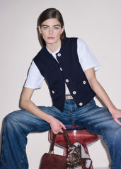 Navy Straight Crop Vest