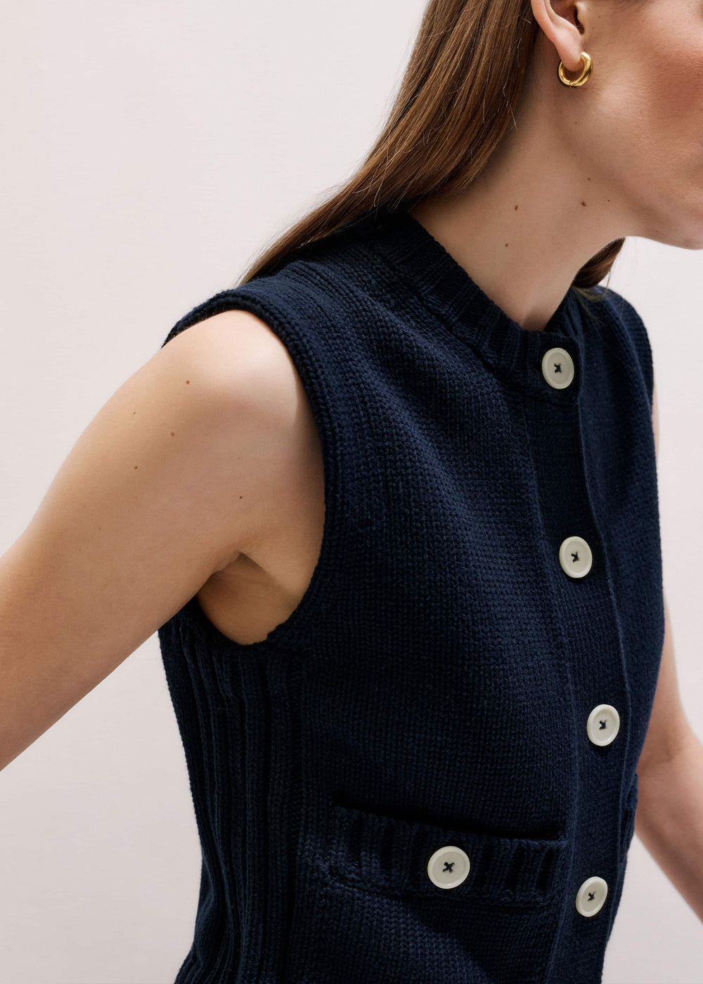 Navy Straight Crop Vest