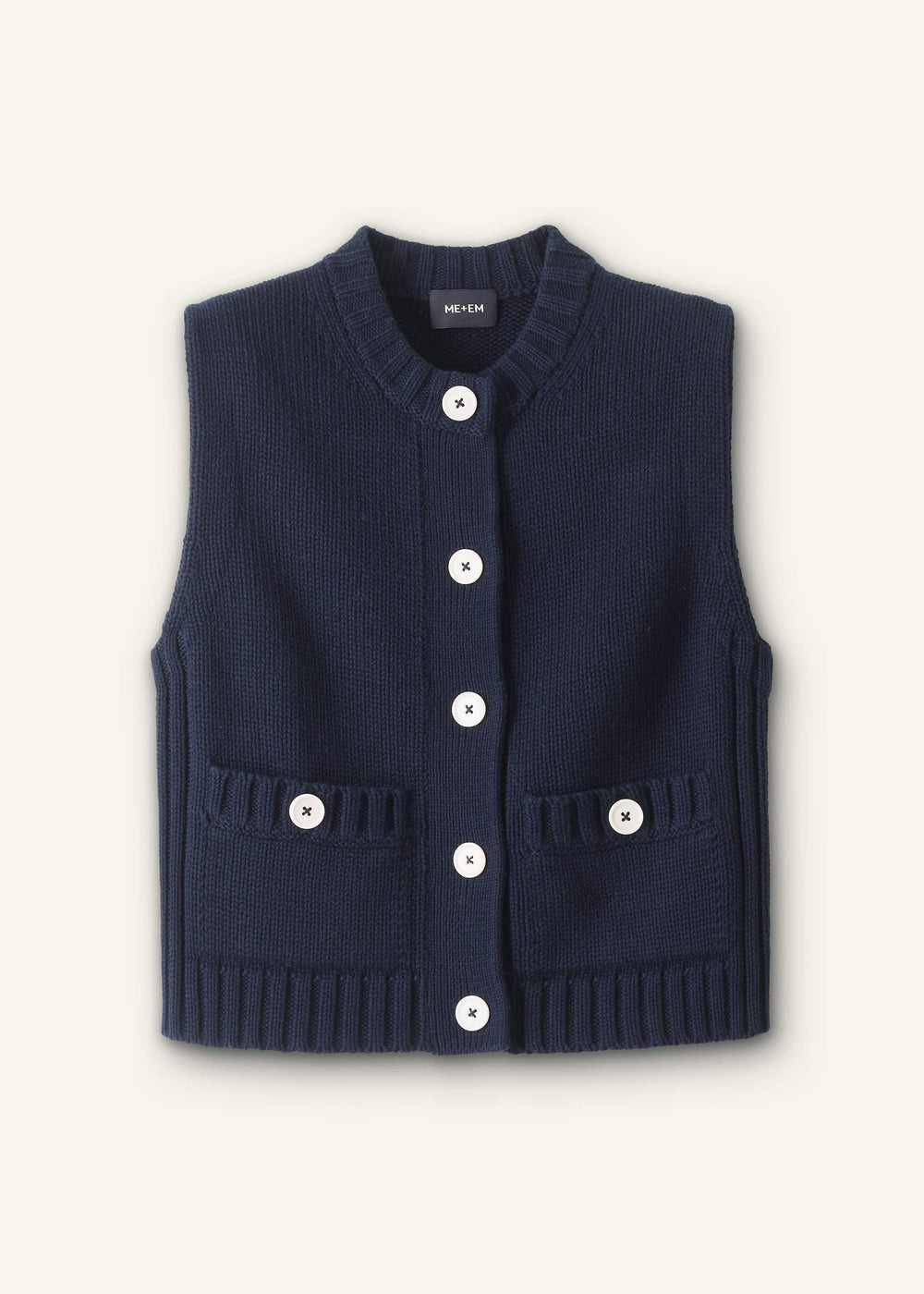 Navy Straight Crop Vest