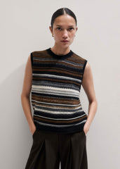 Black Textured Stitch Straight Sweater Vest + Snood