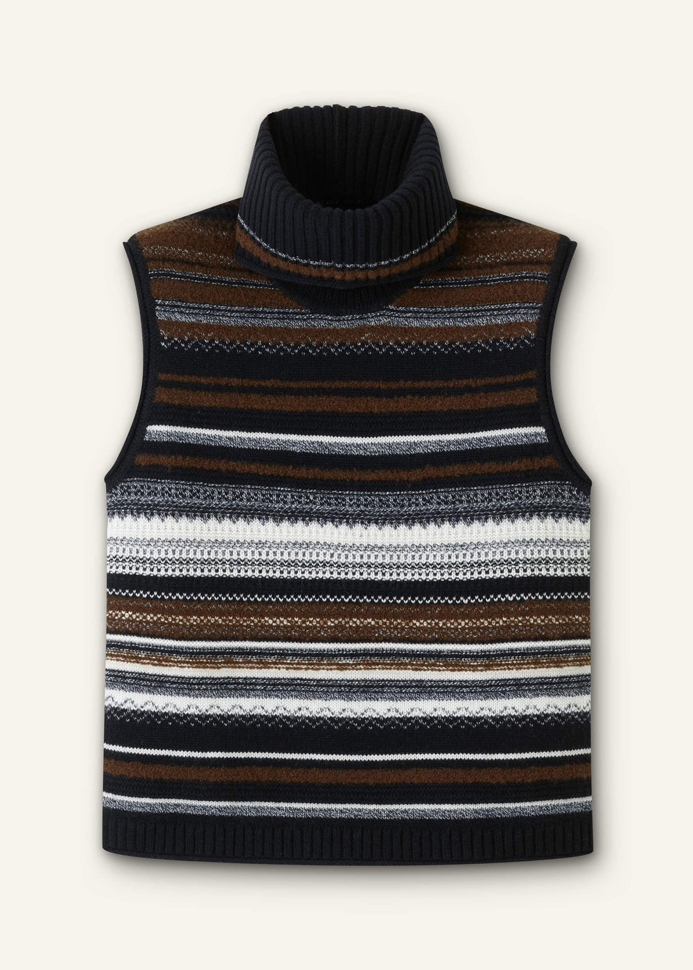 Black Textured Stitch Straight Sweater Vest + Snood