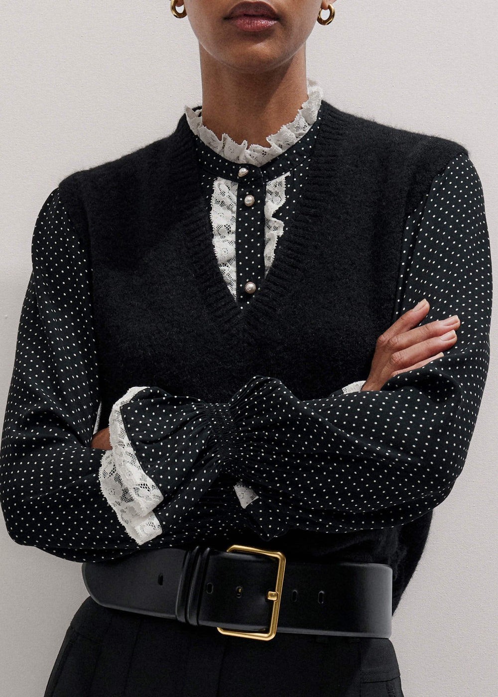 Black V-Neck Straight Knit Vest