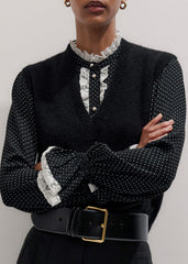 Black V-Neck Straight Knit Vest