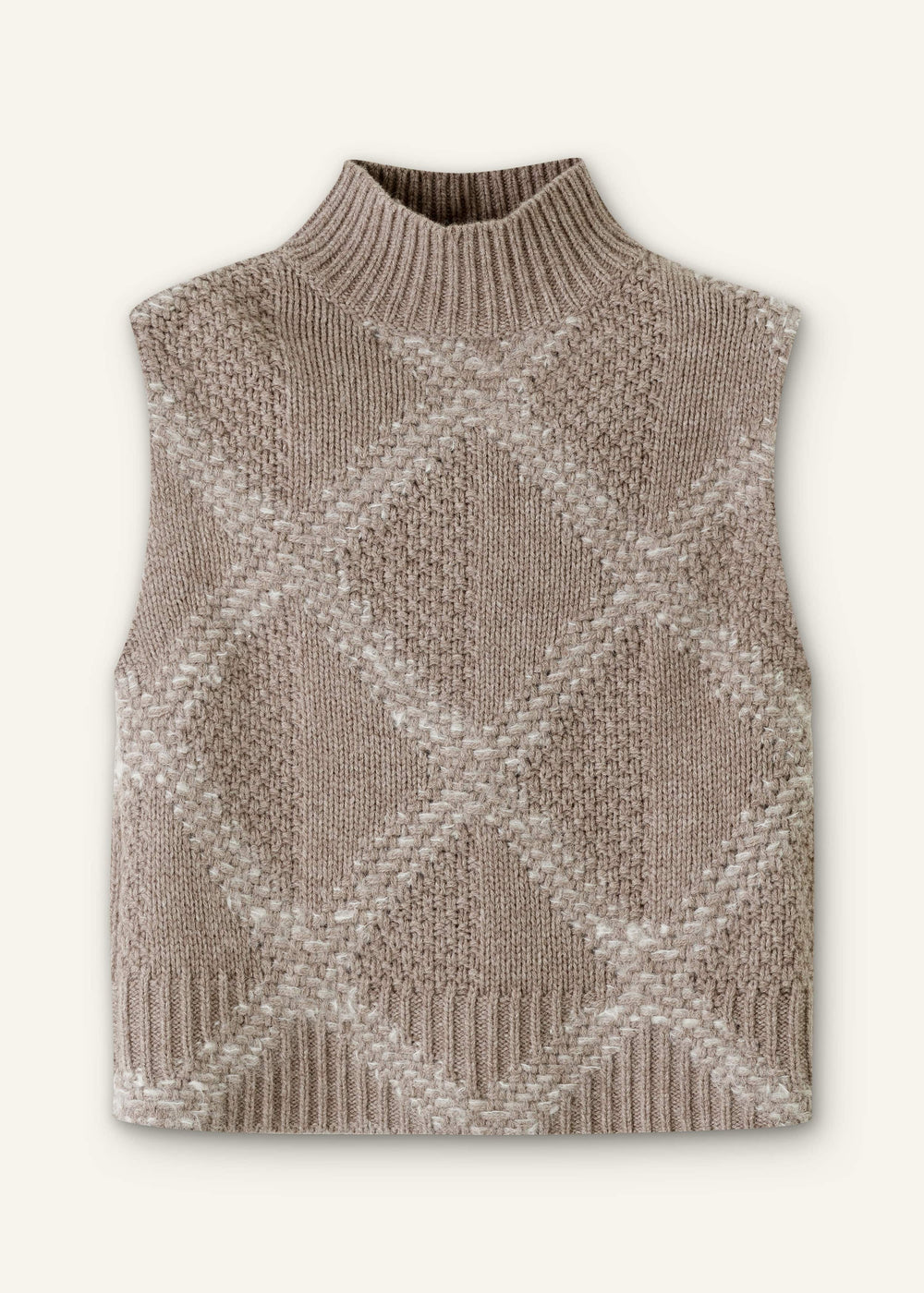 Brown Merino Statement Textured Argyle Sweater Vest
