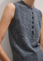 Grey Henley Straight Knit Vest