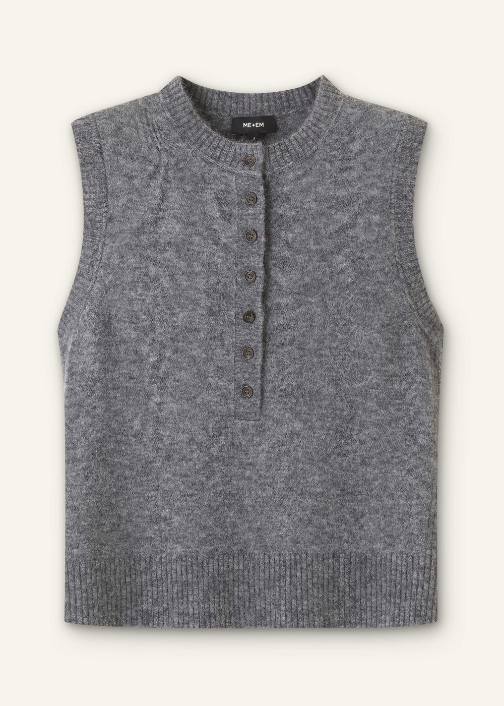 Grey Henley Straight Knit Vest