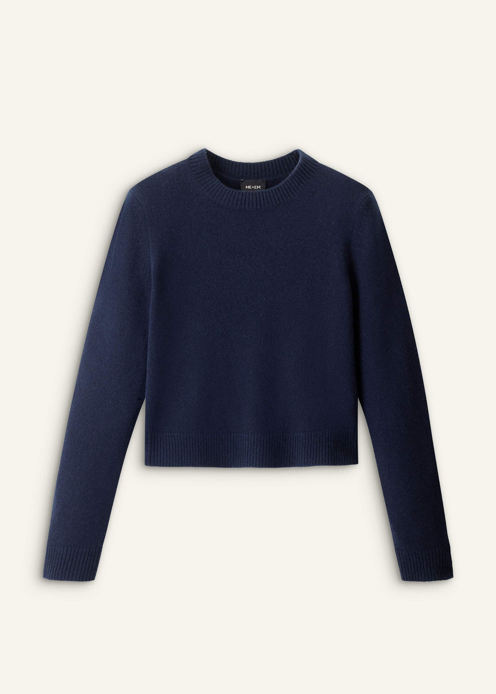 Navy Cashmere Crew Neck Crop Sweater