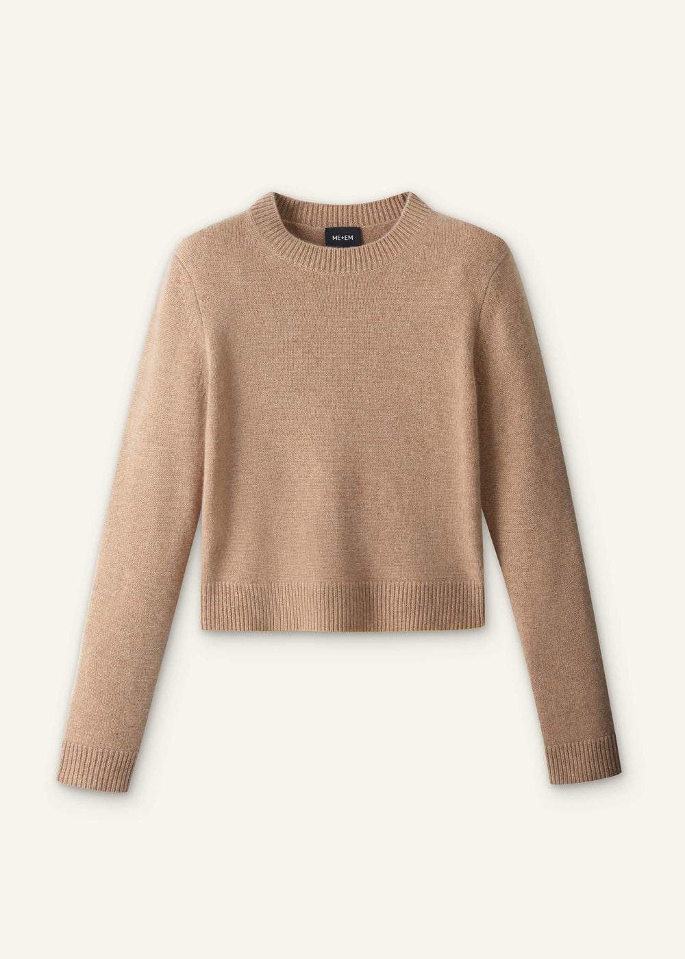 Camel Brown Cashmere Relaxed Crop Sweater