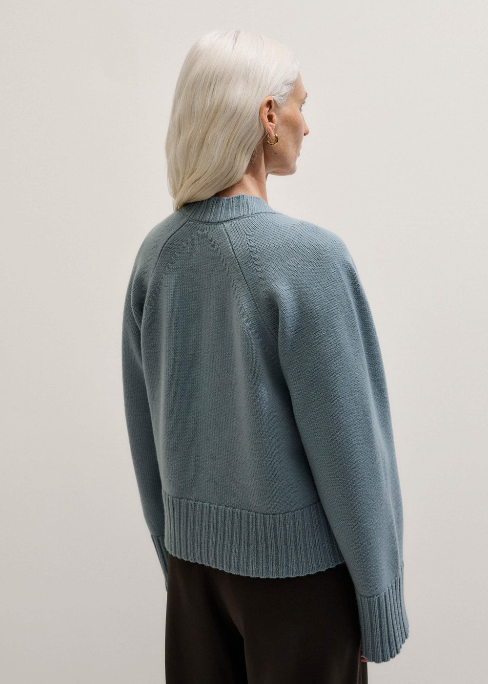 Blue V-Neck Relaxed Raglan Cardigan