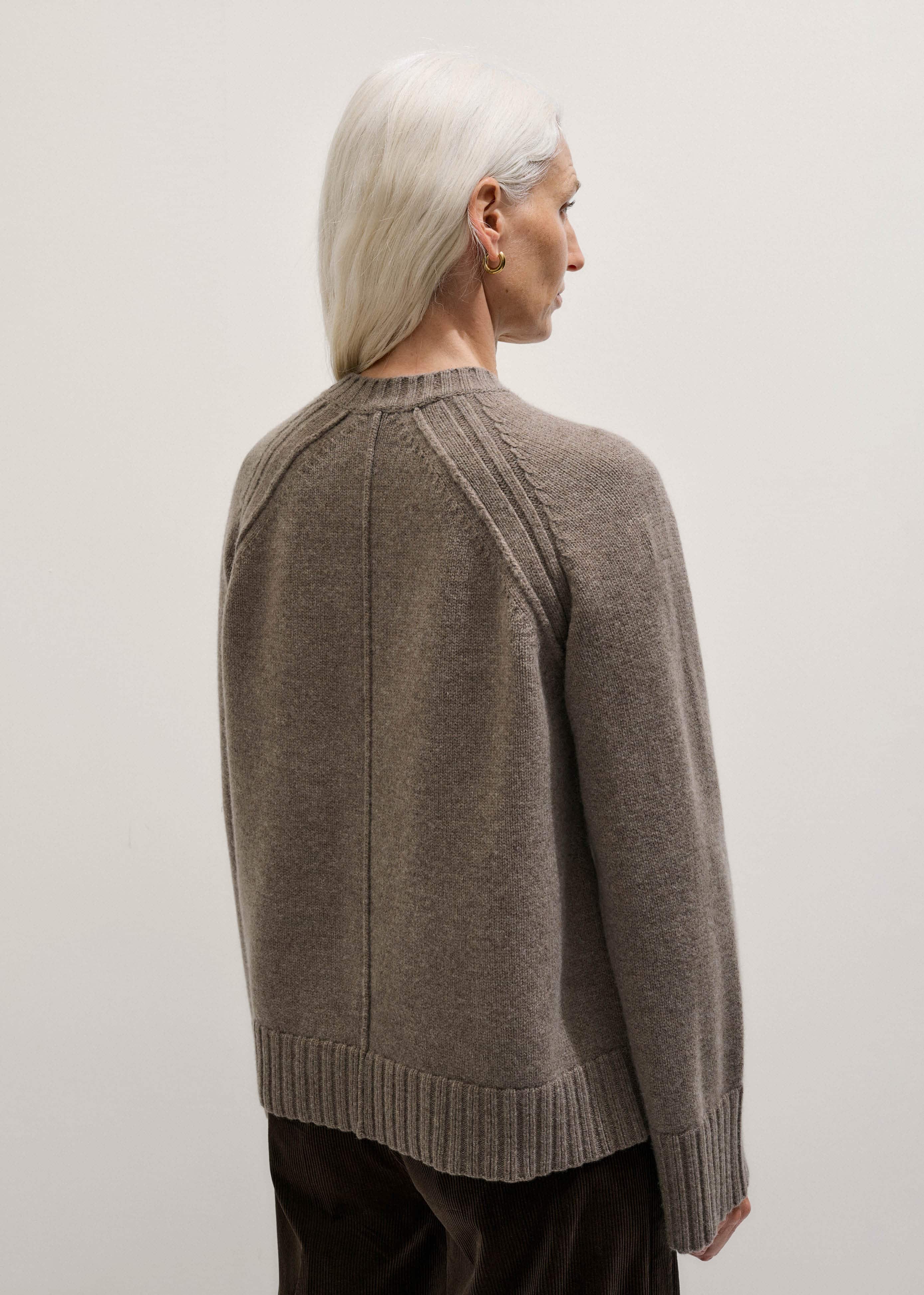 Brown Exposed Seam Raglan Sweater + Snood