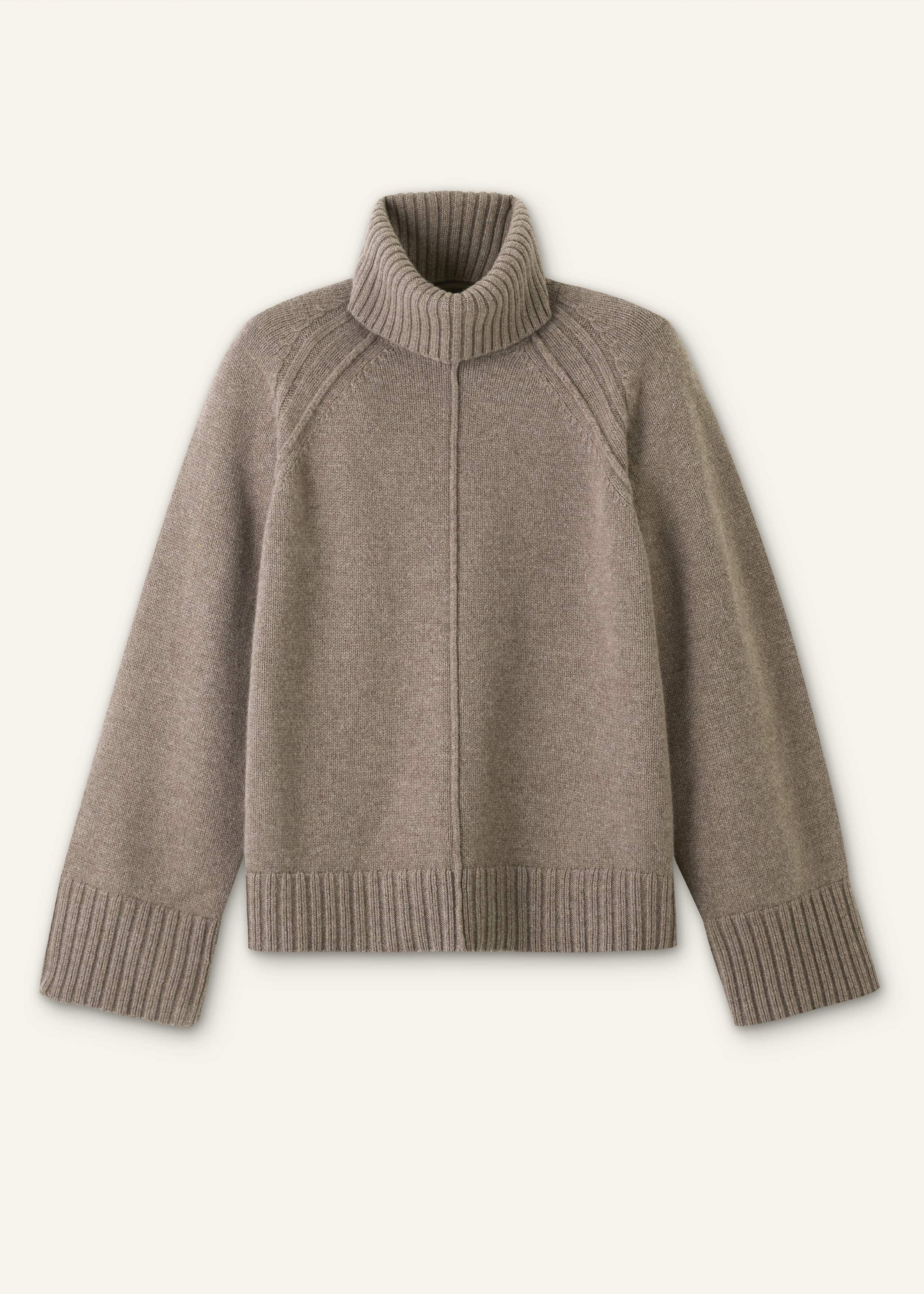 Brown Exposed Seam Raglan Sweater + Snood