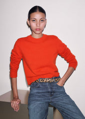 Orange Cashmere Relaxed Crop Sweater
