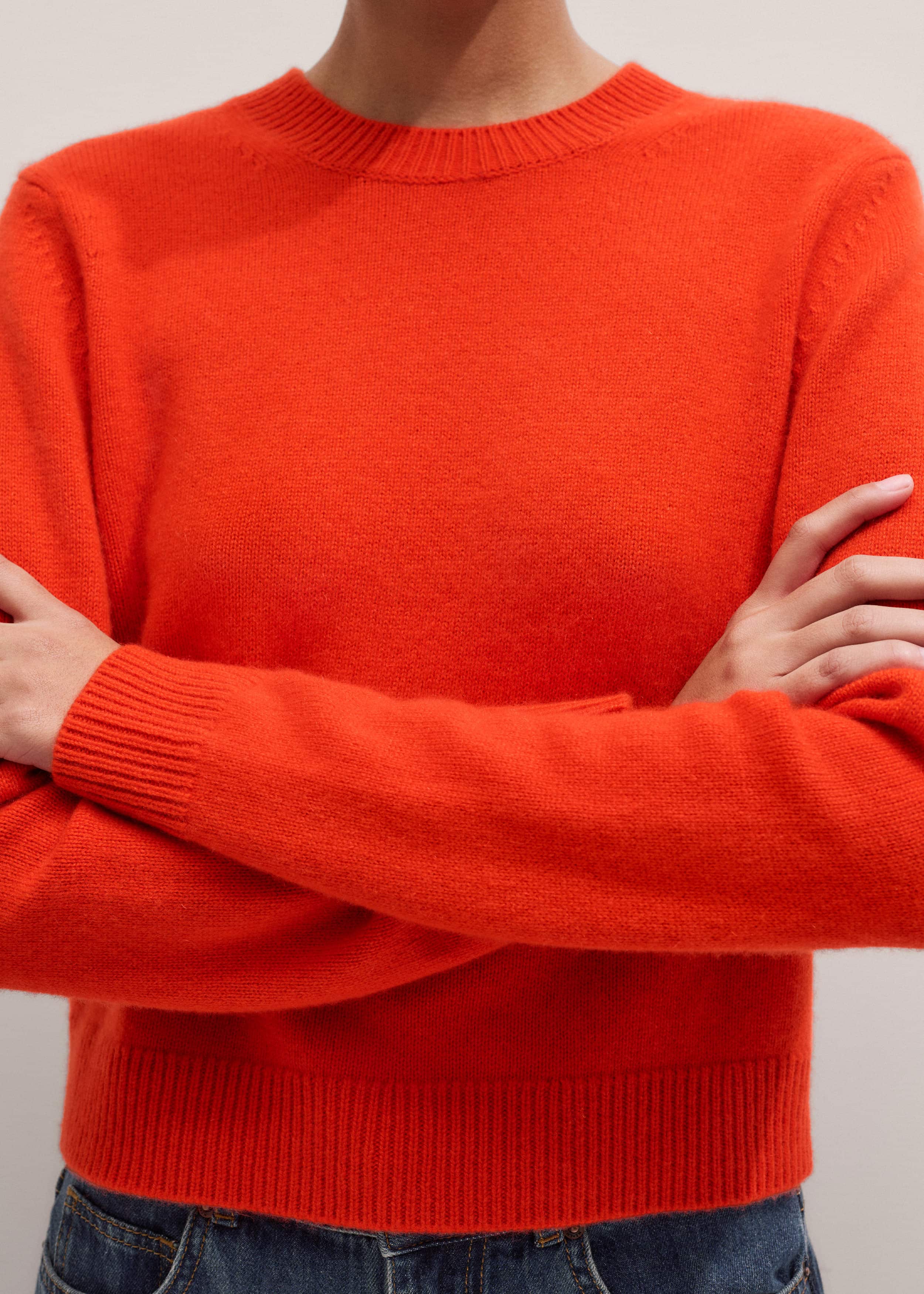 Orange Cashmere Relaxed Crop Sweater