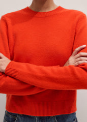 Orange Cashmere Relaxed Crop Sweater