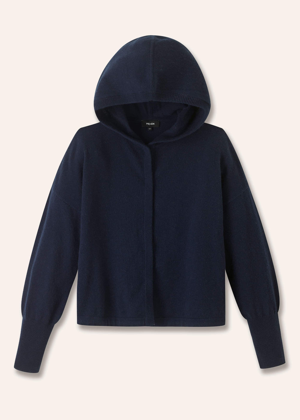 Dark Navy Cashmere Drop Shoulder Box Crop Hoodie