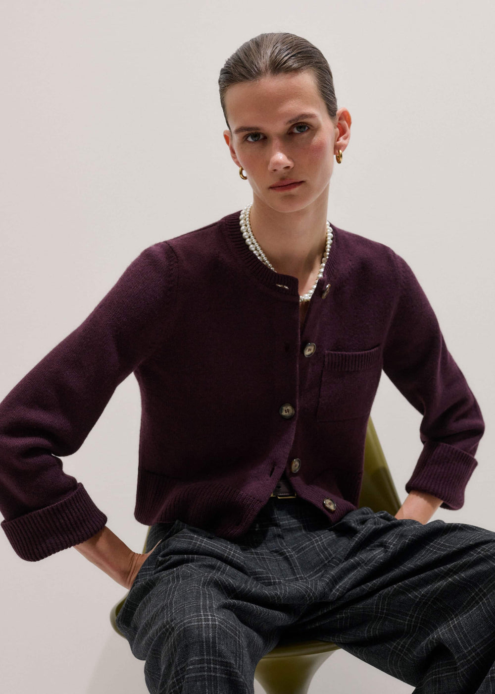 Red Button-Through Straight Cardigan