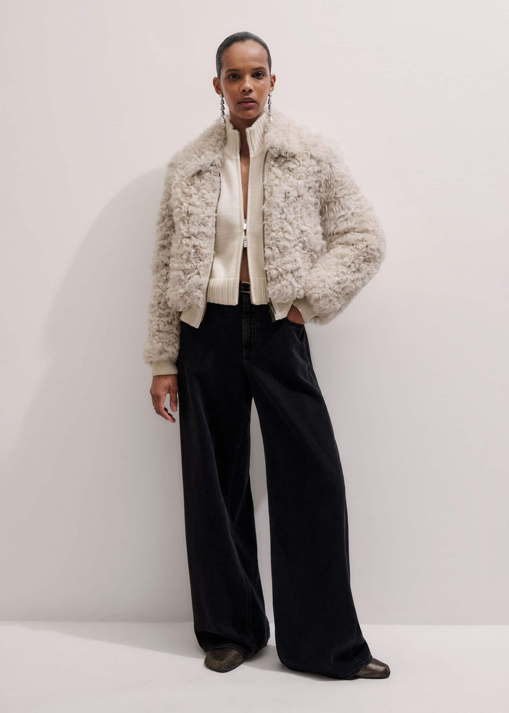 Cream Two-Way Zip Jacket