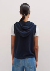 Navy Icon Cashmere Sleeveless Blazer Hoodie | Knitwear