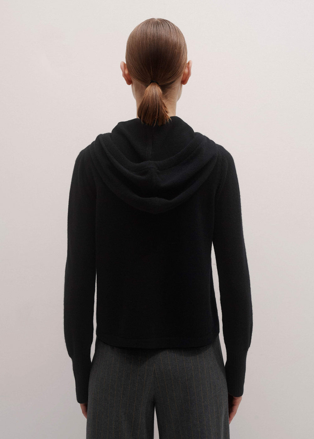 Black Cashmere Relaxed Fit Box Zip Hoodie