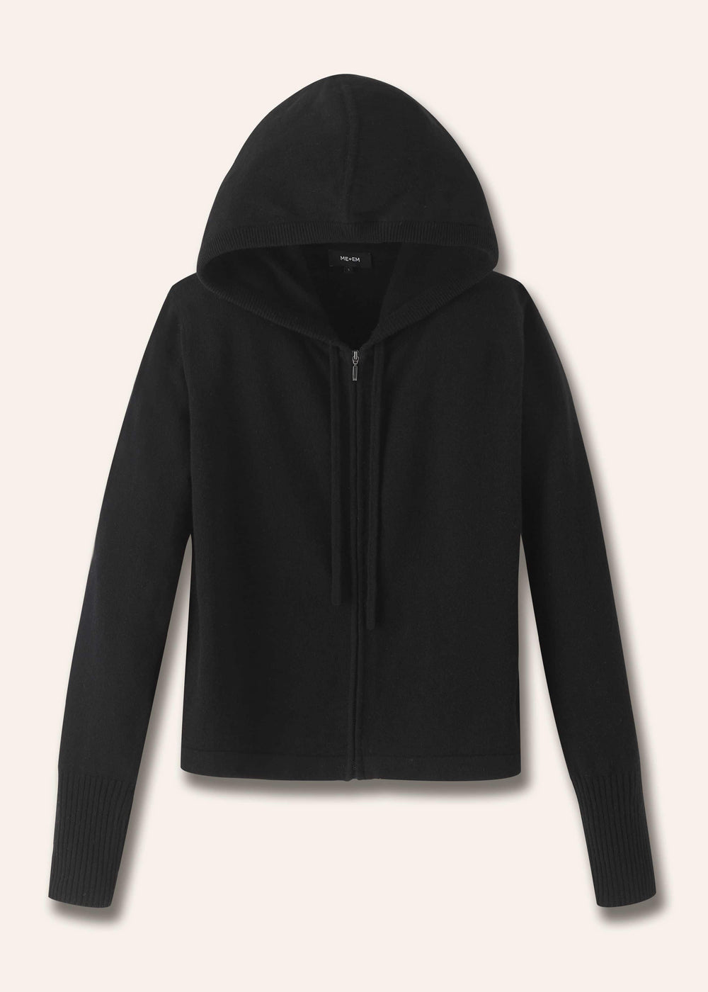 Black Cashmere Relaxed Fit Box Zip Hoodie