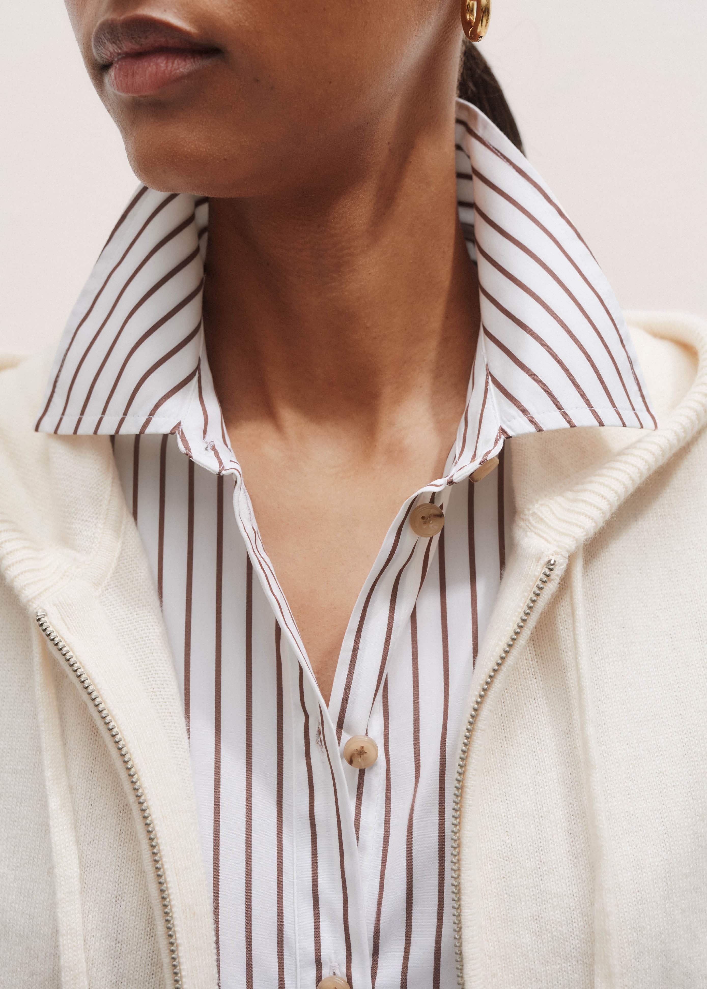 Cream Icon Cashmere Sleeveless Blazer Hoody