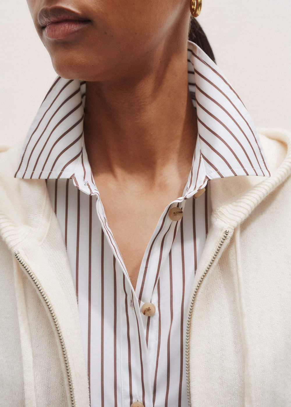 Cream Icon Cashmere Sleeveless Blazer Hoody