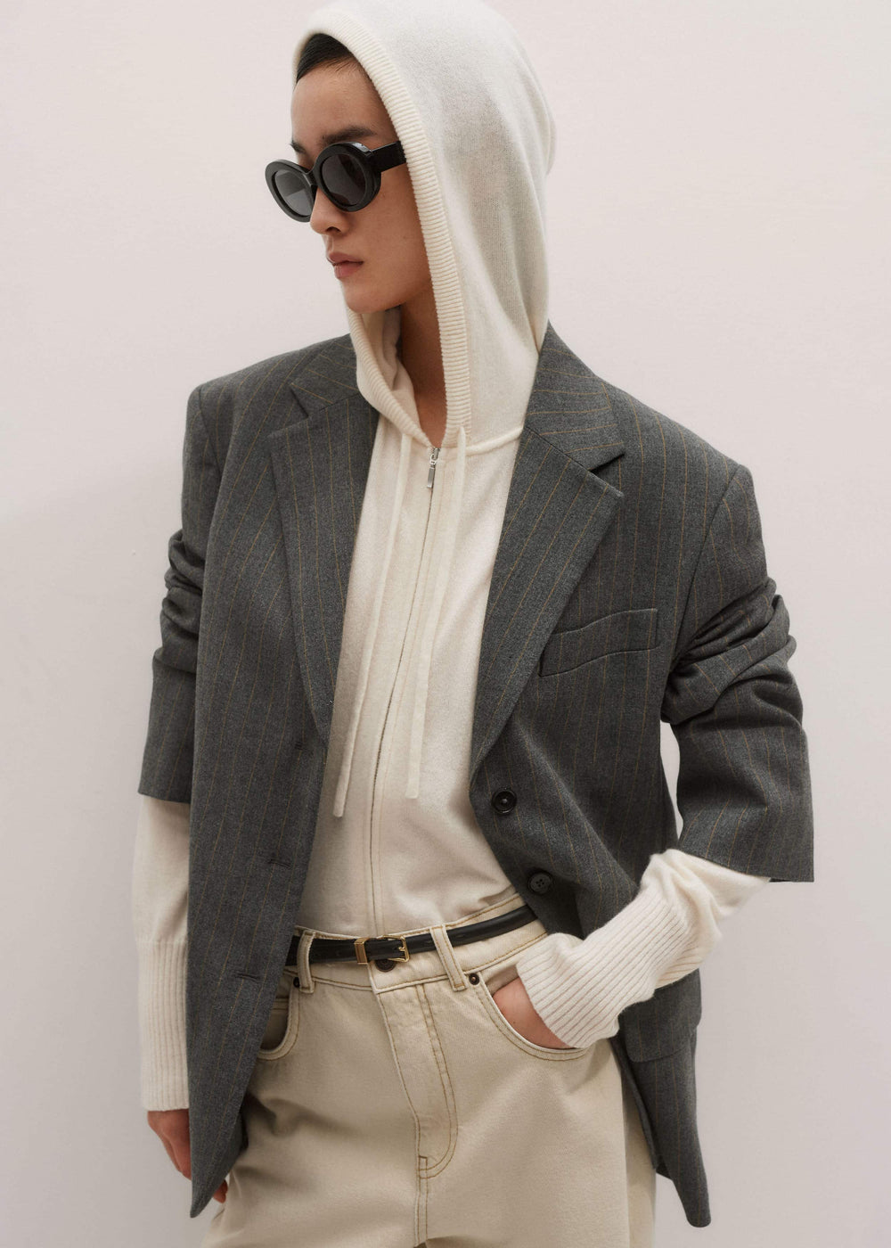 Cream Cashmere Relaxed Fit Box Zip Hoody