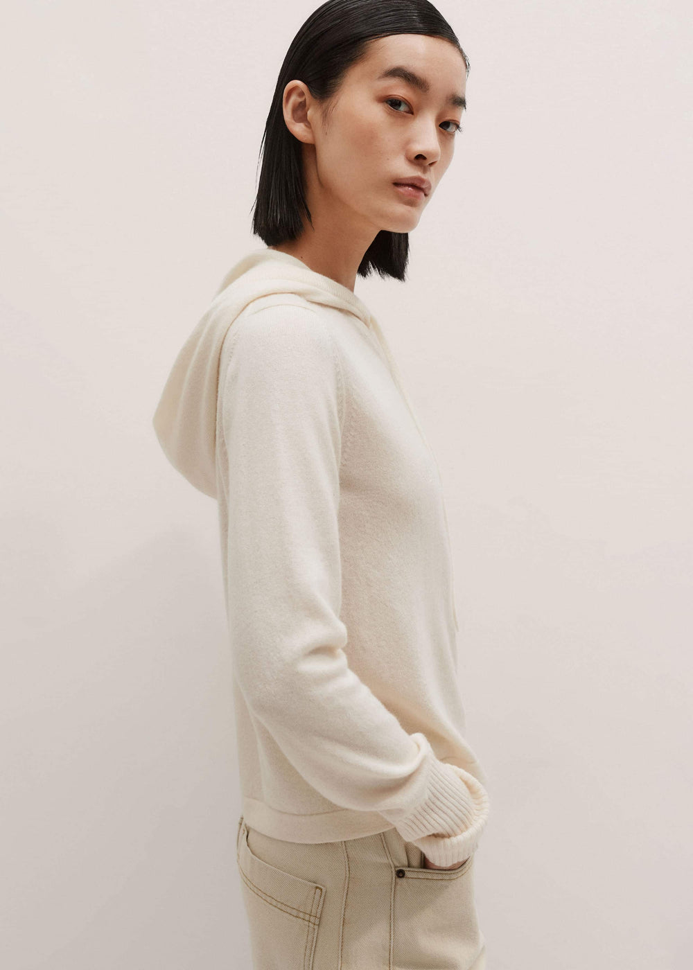 Cream Cashmere Relaxed Fit Box Zip Hoody