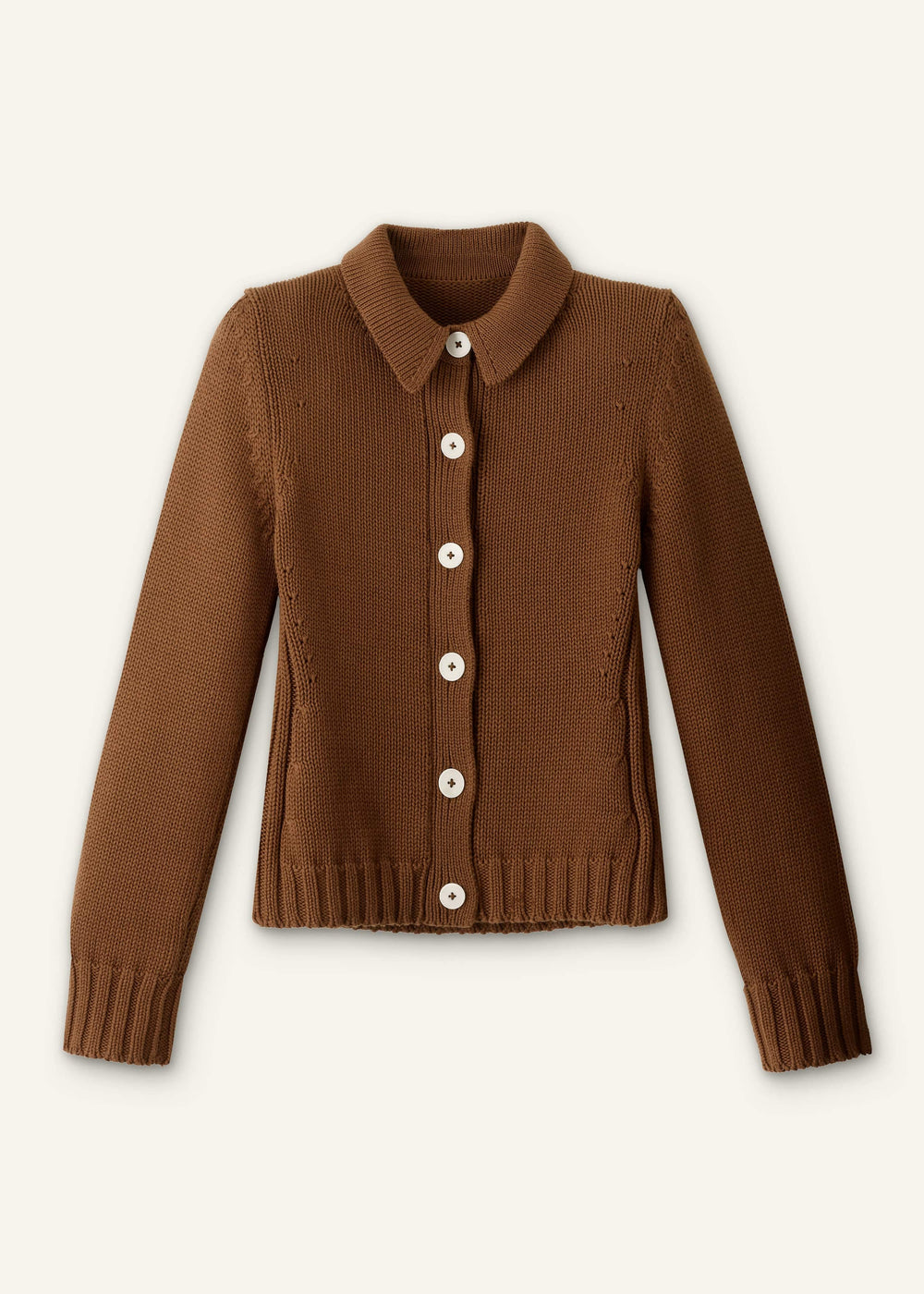 Brown Slim Collared Cardigan