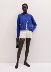 Deep Blue Straight Crop Cardigan