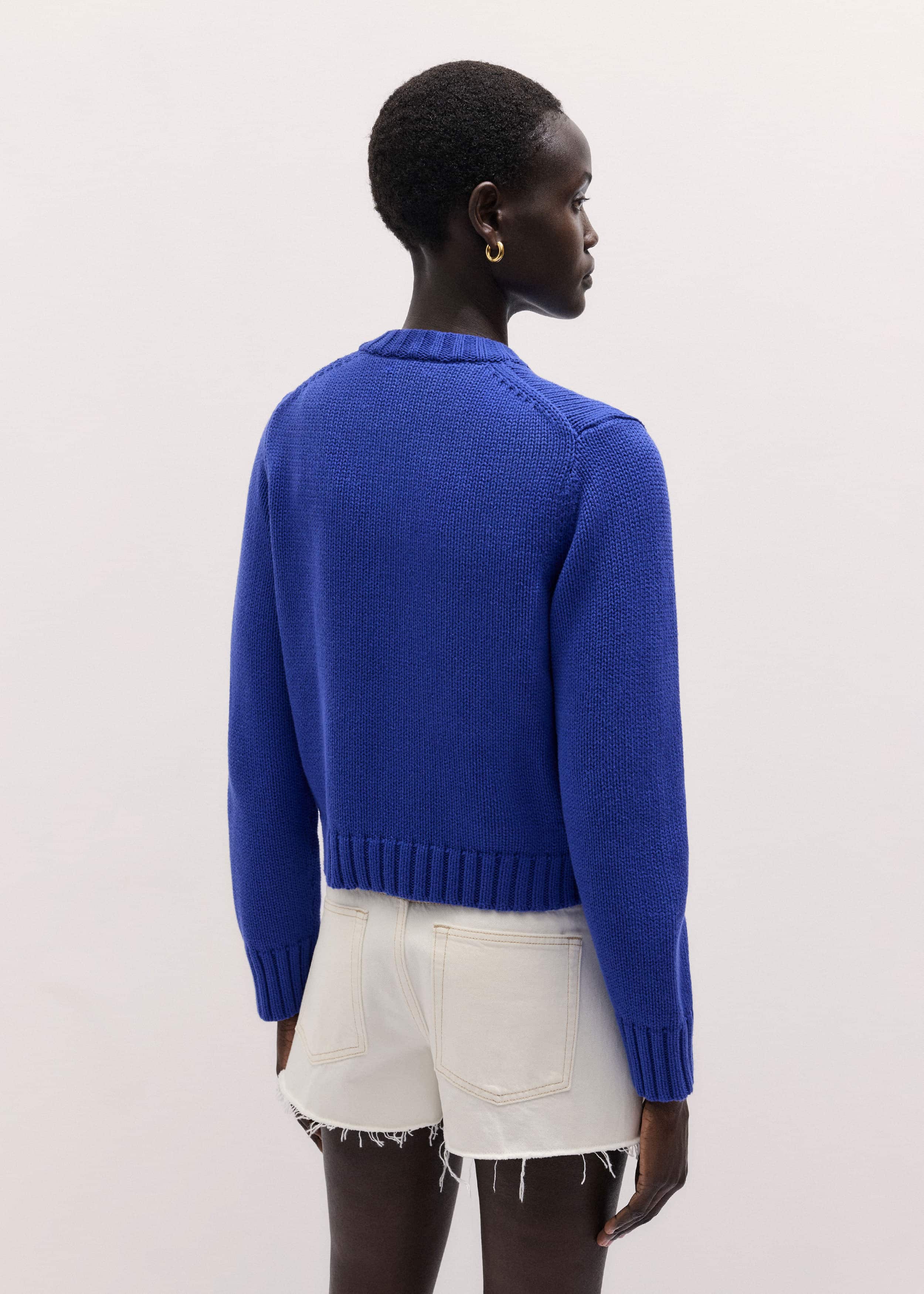 Deep Blue Straight Crop Cardigan
