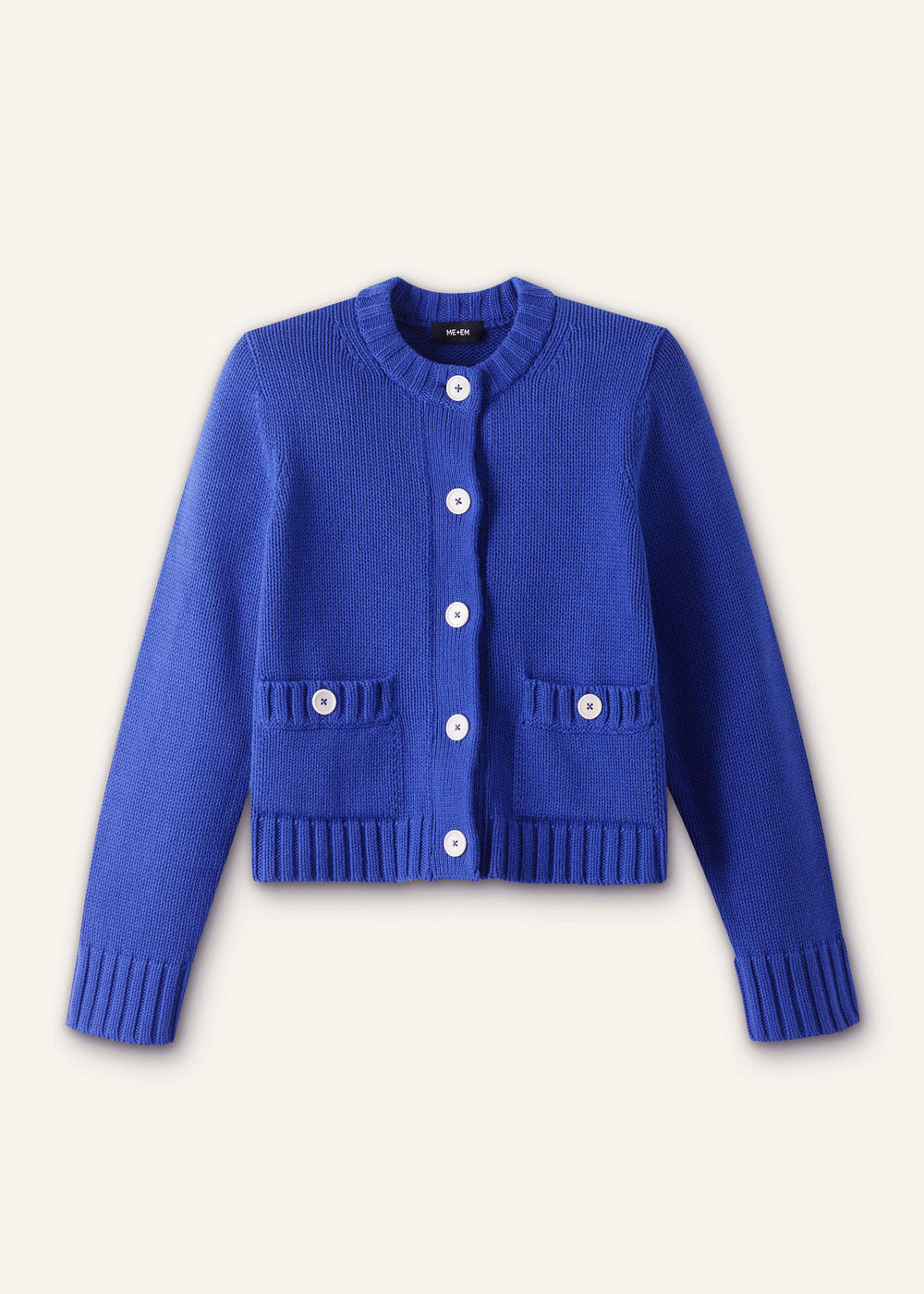 Deep Blue Straight Crop Cardigan