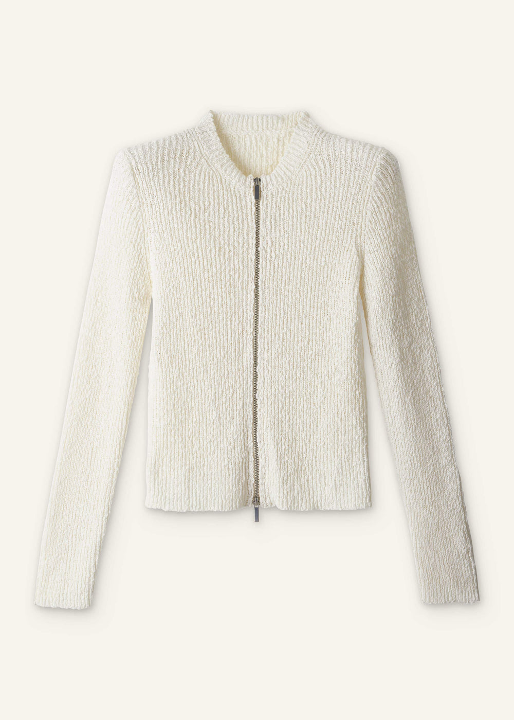 Cream Double Zip Cardigan