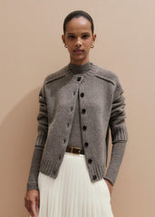 Brown Cashmere Relaxed Saddle Shoulder Cardigan