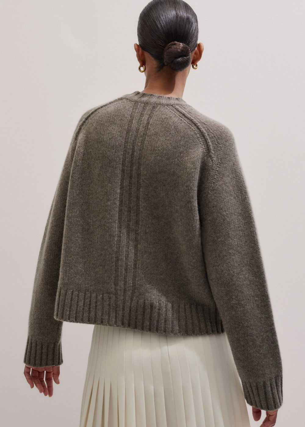 Brown Cashmere Relaxed Saddle Shoulder Cardigan
