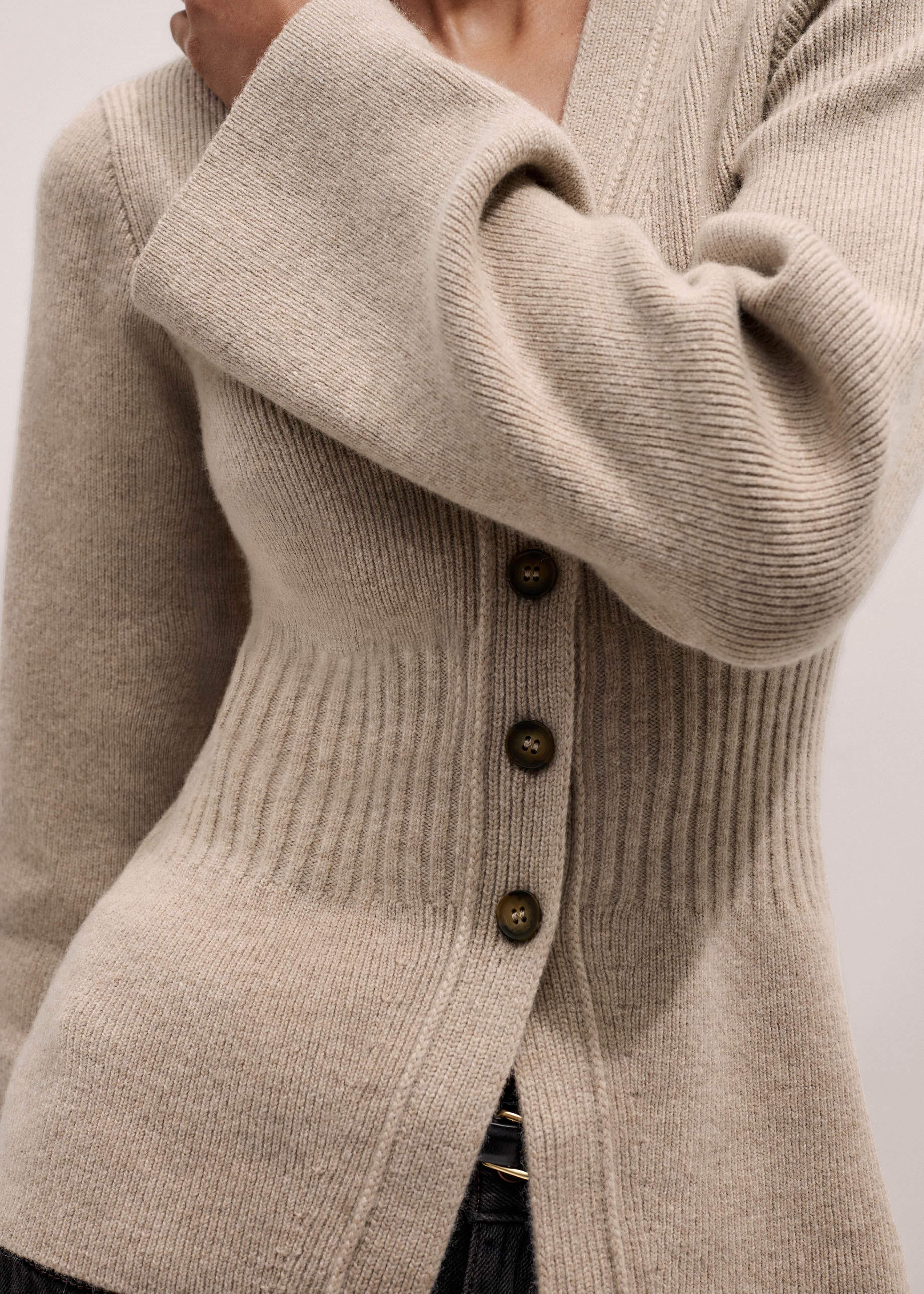 Brown Merino Cashmere Contour Cardigan