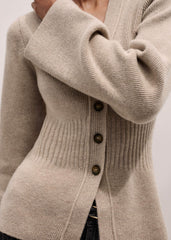 Brown Merino Cashmere Contour Cardigan