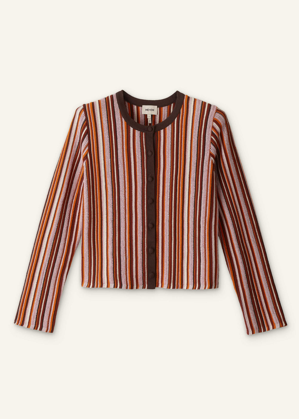 Cinnamon Brown Metallic Stripe Cardigan