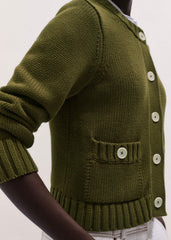 Olive Green Straight Crop Cardigan