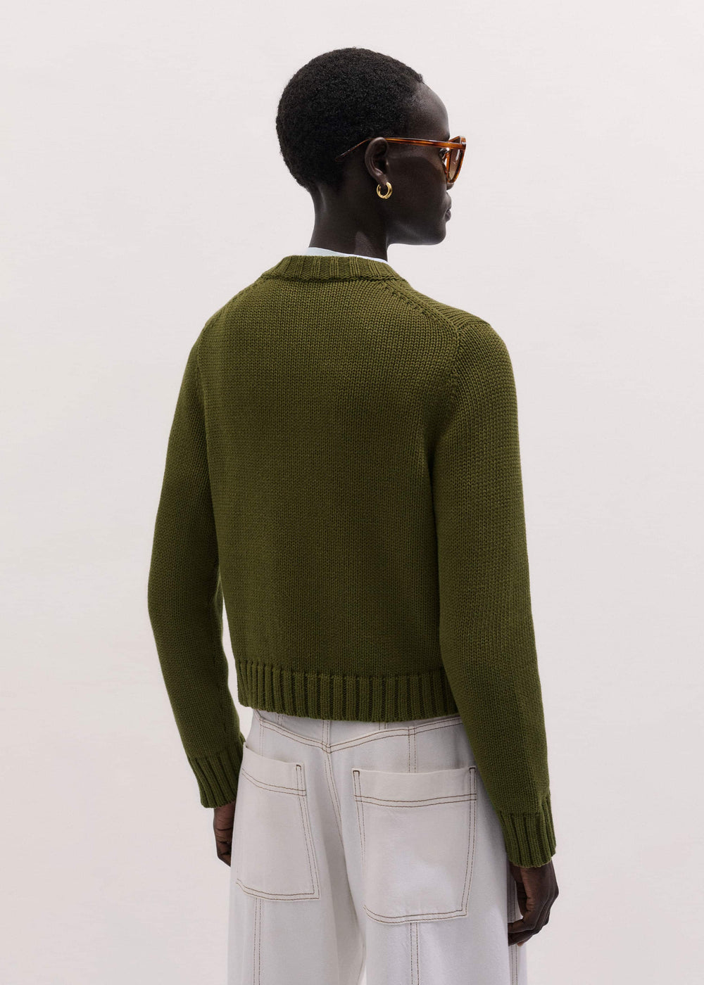 Olive Green Straight Crop Cardigan