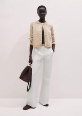 Yellow Relaxed Crew Neckline Cardigan