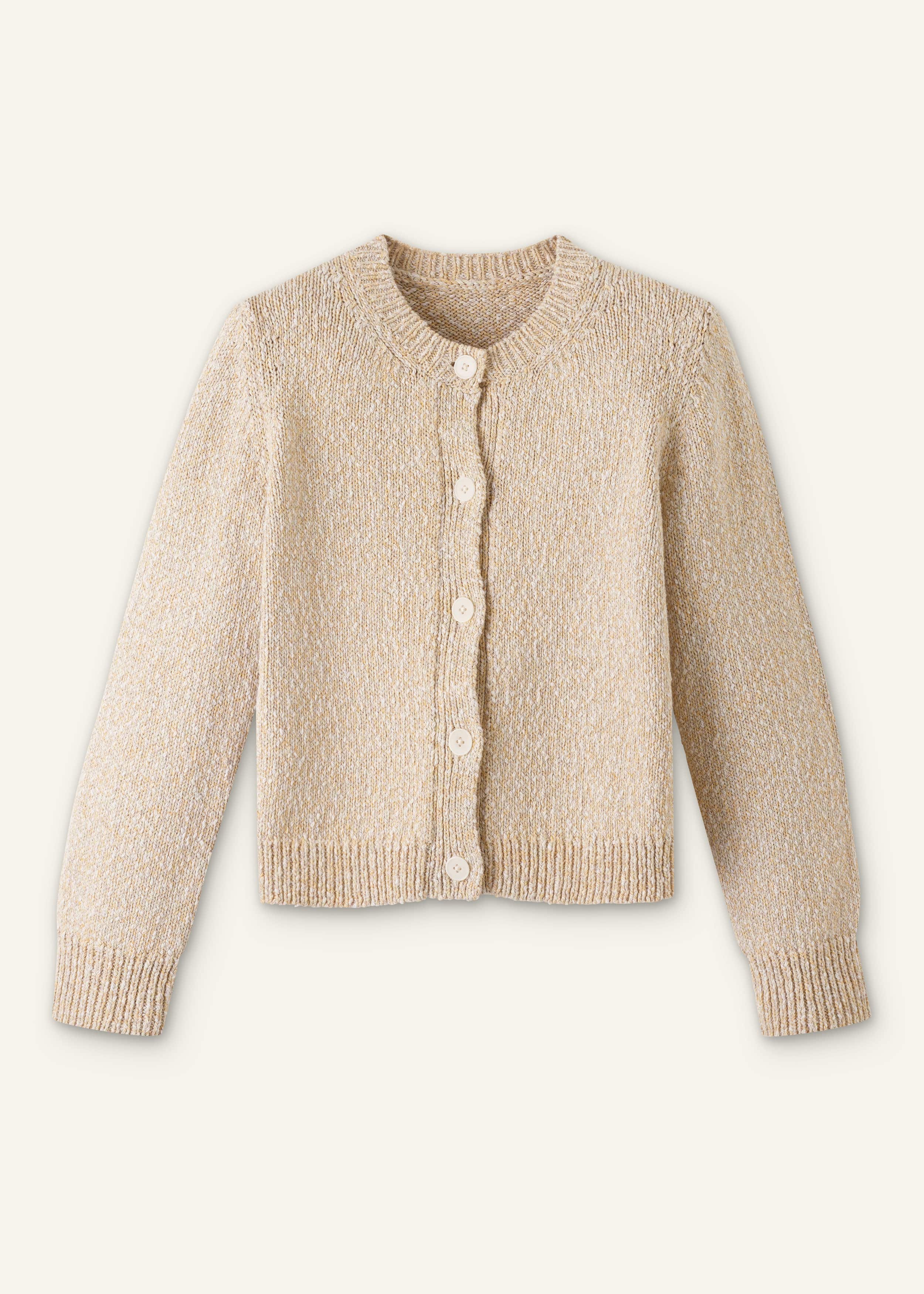 Yellow Relaxed Crew Neckline Cardigan