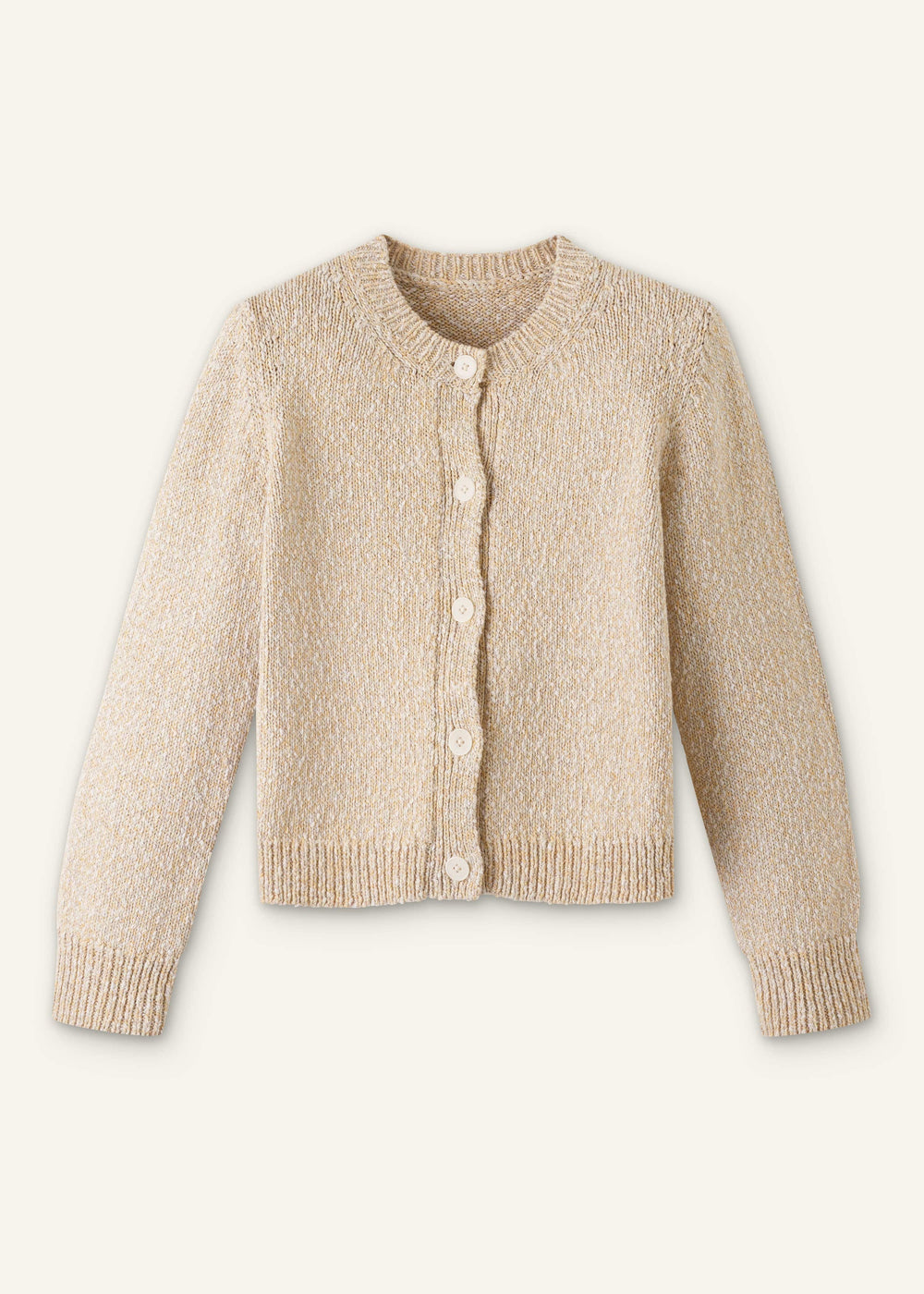 Yellow Relaxed Crew Neckline Cardigan